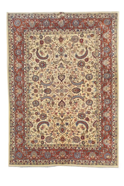 Authentic Hand Knotted Vintage Indo Wool Area Rug 8.0 x 5.9 Ft