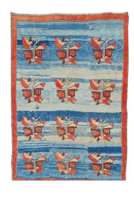 Authentic Hand Knotted Vintage Kurdi Wool Area Rug 9.10 x 7.0 Ft