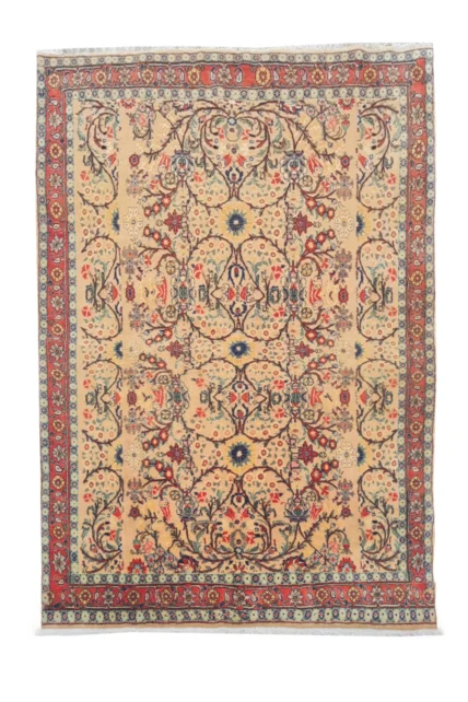 Authentic Hand Knotted Vintage Double Knot Wool Area Rug 6.2 x 4.11 Ft