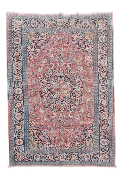 Authentic Hand Knotted Vintage Kashmiri Wool Area Rug 7.4 x 4.11 Ft