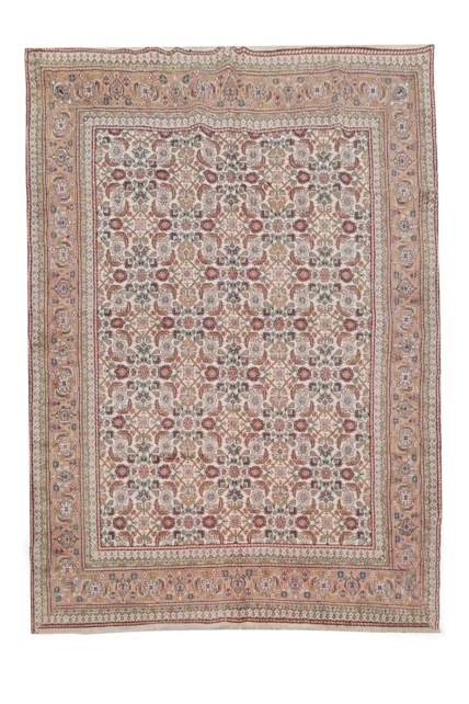 Authentic Hand Knotted Vintage Indo Wool Area Rug 8.2 x 6.2 Ft