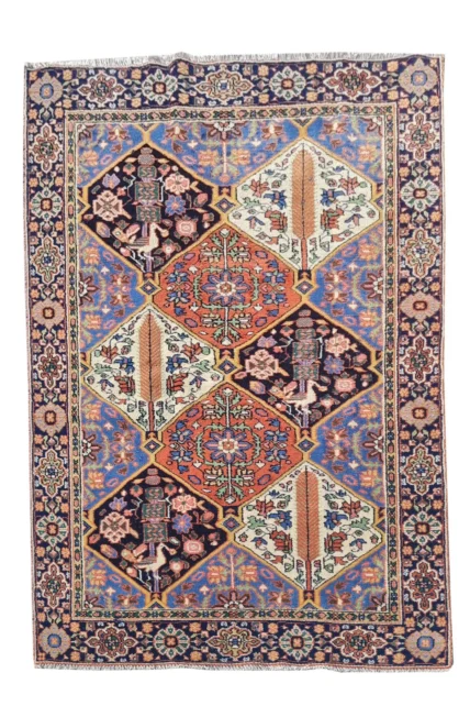 Amazing Hand Knotted Vintage Traditional Tribal Indo Pictorial Wool Area Rug 6 x 4 Ft