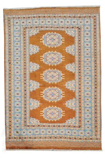 Authentic Hand Knotted Vintage Pakistani Bokhara Jhaldar Wool Area Rug 6 x 4 Ft (929 Ger-4)
