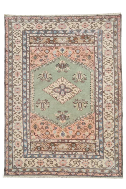 Amazing Hand Knotted Vintage Traditional Tribal Kurdi Pictorial Wool Area Rug 7 x 4 Ft