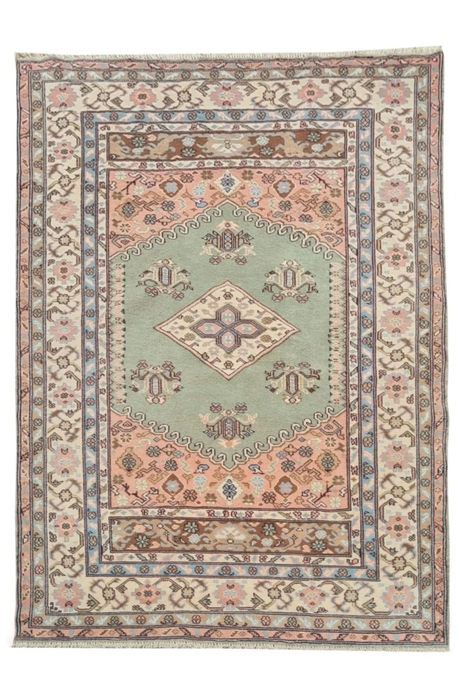 Amazing Hand Knotted Vintage Traditional Tribal Kurdi Pictorial Wool Area Rug 7 x 4 Ft