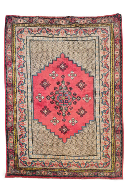 Authentic Hand Knotted Vintage Morocco Wool Area Rug 6 x 4 Ft (940 Ger-4)