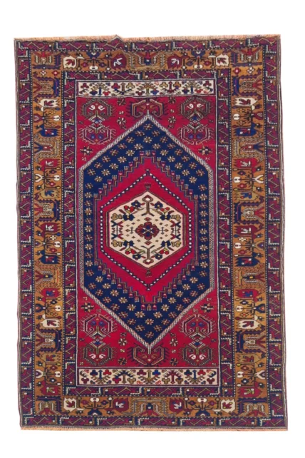 Amazing Hand Knotted Vintage Turkish Pictorial Wool Area Rug 7 x 4 Ft