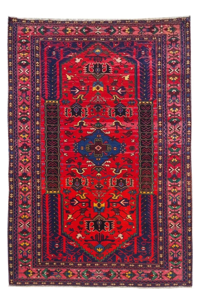 Amazing Hand Knotted Vintage Bijour Pictorial Wool Area Rug 8 x 4 Ft