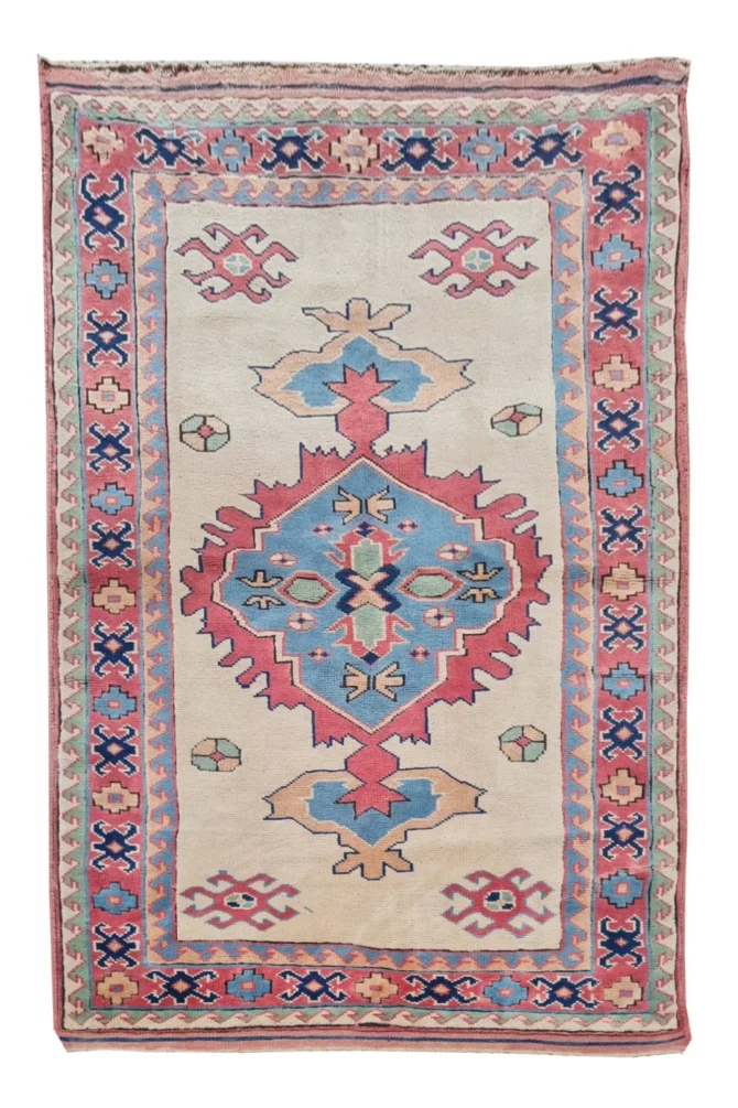 Amazing Hand Knotted Vintage Kurdi Wool Area Rug 7 x 4 Ft