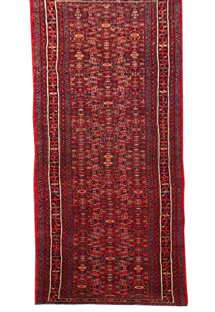 Authentic Hand Knotted Vintage Hamidoun Wool Area Runner Rug 16.2 x 3.5 Ft