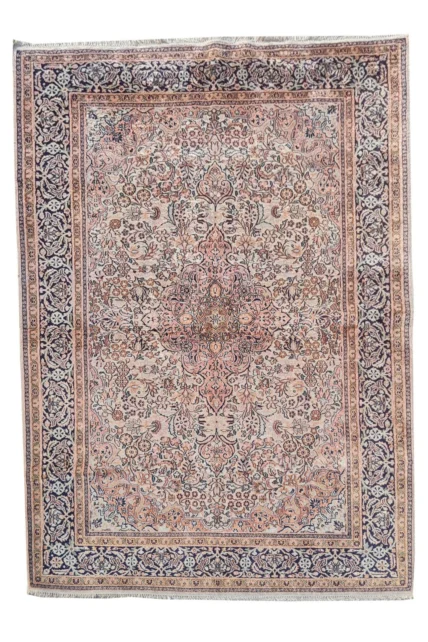 Amazing Hand Knotted Vintage Kashmiri Silk Area Rug 6 x 4 Ft