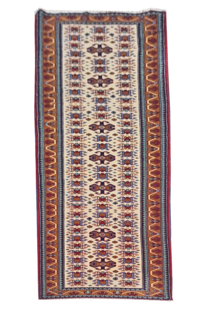 Amazing Hand Knotted Vintage Azarbaijan Wool Area Runner Rug 10.6 x 2.5 Ft