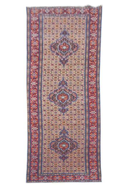 Amazing Hand Knotted Vintage Yamoud Wool Area Runner Rug 9.5 x 2.5 Ft