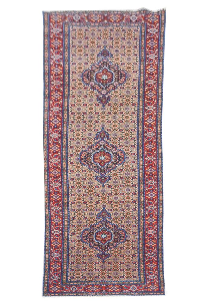 Amazing Hand Knotted Vintage Yamoud Wool Area Runner Rug 9.5 x 2.5 Ft