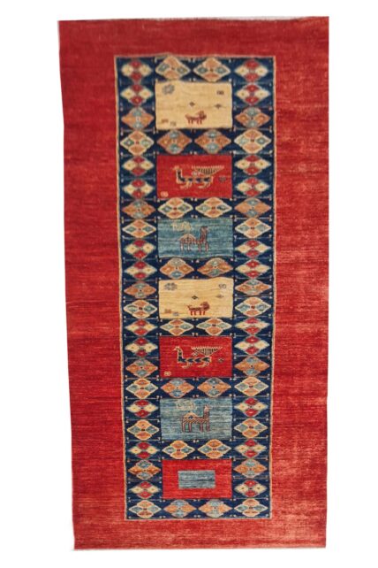 Amazing Hand Knotted Vintage Chobi Pictorial Wool Area Runner Rug 10 x 3 Ft