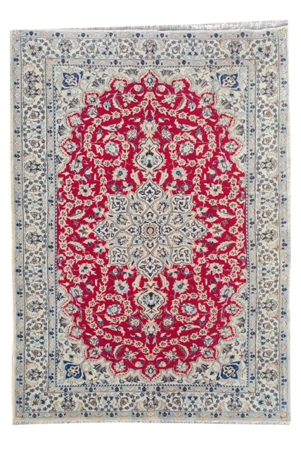 Amazing Hand Knotted Vintage Naeen Wool & Silk Touch Area Rug 7 x 4 Ft