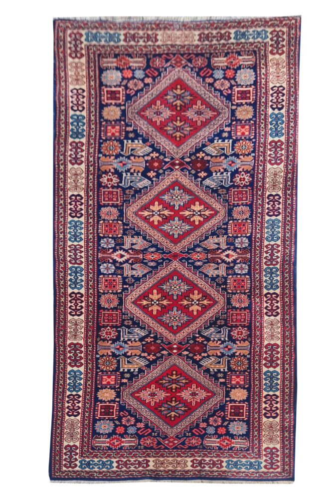 Amazing Hand Knotted Vintage Indo Pictorial Wool Area Runner Rug 7.5 x 2.9 Ft