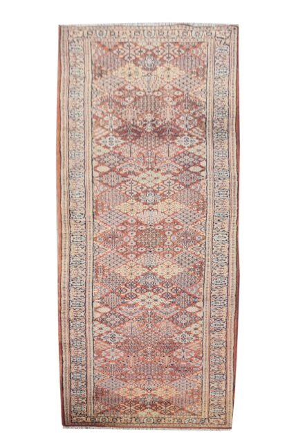 Amazing Hand Knotted Vintage Indo Wool Area Runner Rug 12 x 3 Ft