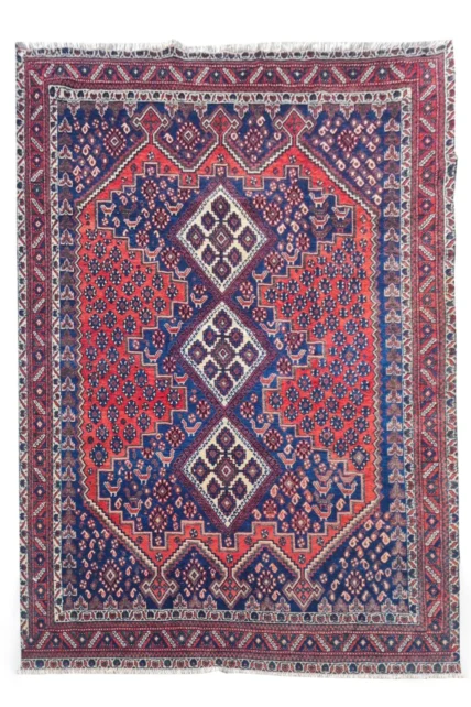 Amazing Hand Knotted Vintage Traditional Tribal Afshour Pictorial Wool Area Rug 6 x 5 Ft