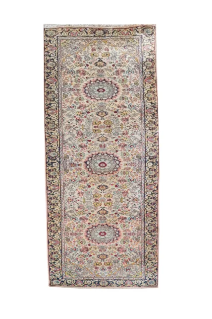 Amazing Hand Knotted Vintage Tribal Sino Pictorial Silk Area Runner Rug 9.5 x 2.5 Ft