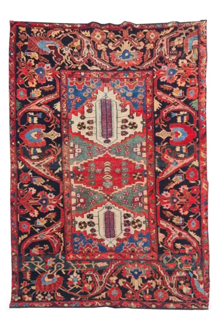 Amazing Hand Knotted Vintage Traditional Tribal Hamidoun Pictorial Wool Area Rug 7 x 4 Ft