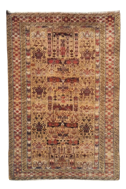 Amazing Hand Knotted Vintage Traditional Tribal Sastan Balouch Wool Area Rug 6.3 x 3.5 Ft