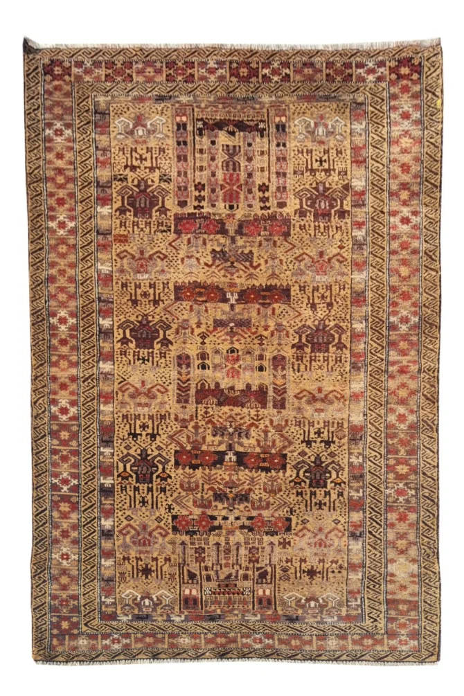 Amazing Hand Knotted Vintage Traditional Tribal Sastan Balouch Wool Area Rug 6.3 x 3.5 Ft