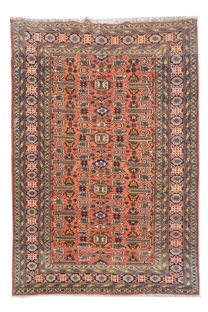 Authentic Hand Knotted Vintage Azarbaijan Wool Area Rug 7 x 5 Ft (922 Ger-4)
