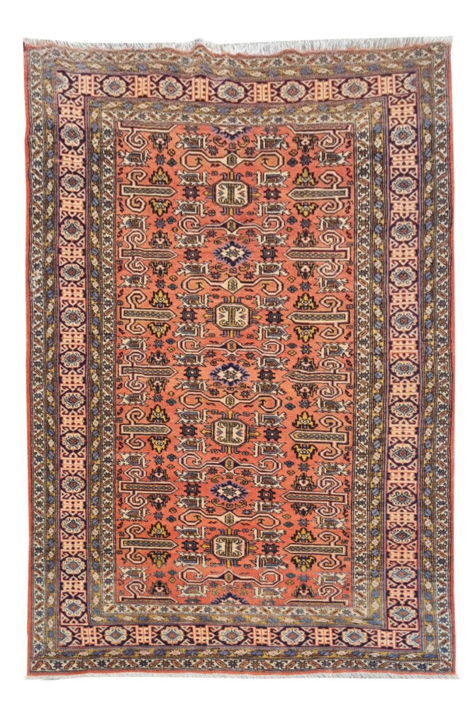 Authentic Hand Knotted Vintage Azarbaijan Wool Area Rug 7 x 5 Ft (922 Ger-4)