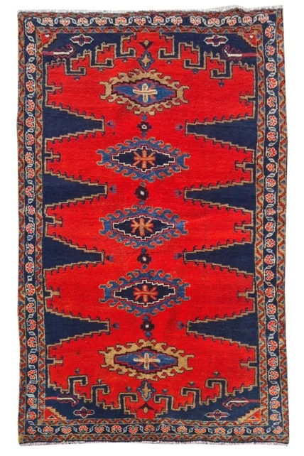 Amazing Hand Knotted Vintage Tribal Baghtiyaar Pictorial Wool Area Rug 7 x 4 Ft