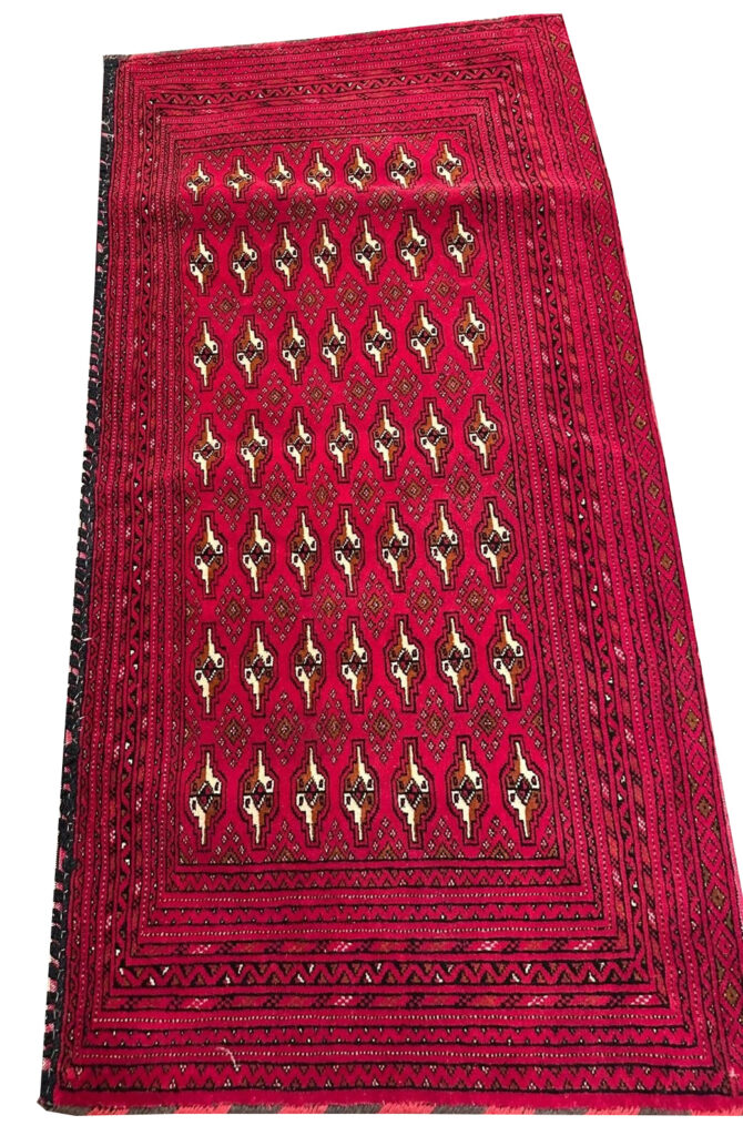Pair of Hand Knotted Large Afghan Turkmen Pillow Cover Area Rug 5 x 2 Ft - Image 5