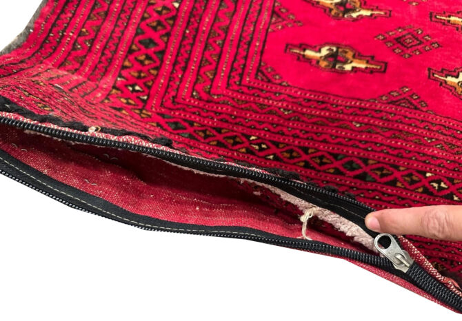 Pair of Hand Knotted Large Afghan Turkmen Pillow Cover Area Rug 5 x 2 Ft - Image 7