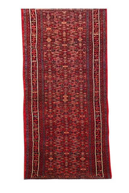 Authentic Hand Knotted Vintage Hamidoun Wool Area Runner Rug 16.2 x 3.5 Ft