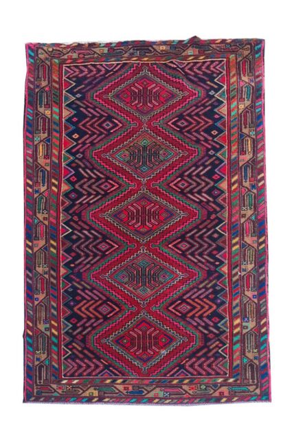 Authentic Hand Knotted Vintage Hamidoun Wool Area Rug 6.8 x 3.5 Ft