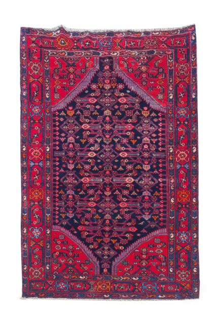 Authentic Hand Knotted Vintage Hamidoun Wool Area Rug 7 x 4 Ft