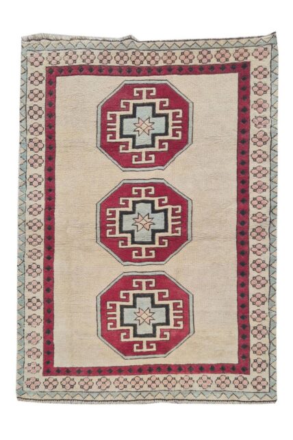 Authentic Hand Knotted Vintage Kurdi Wool Area Rug 6 x 4 Ft