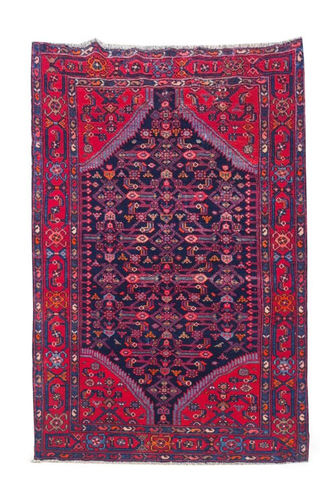 Authentic Hand Knotted Vintage Hamidoun Wool Area Rug 7 x 4 Ft