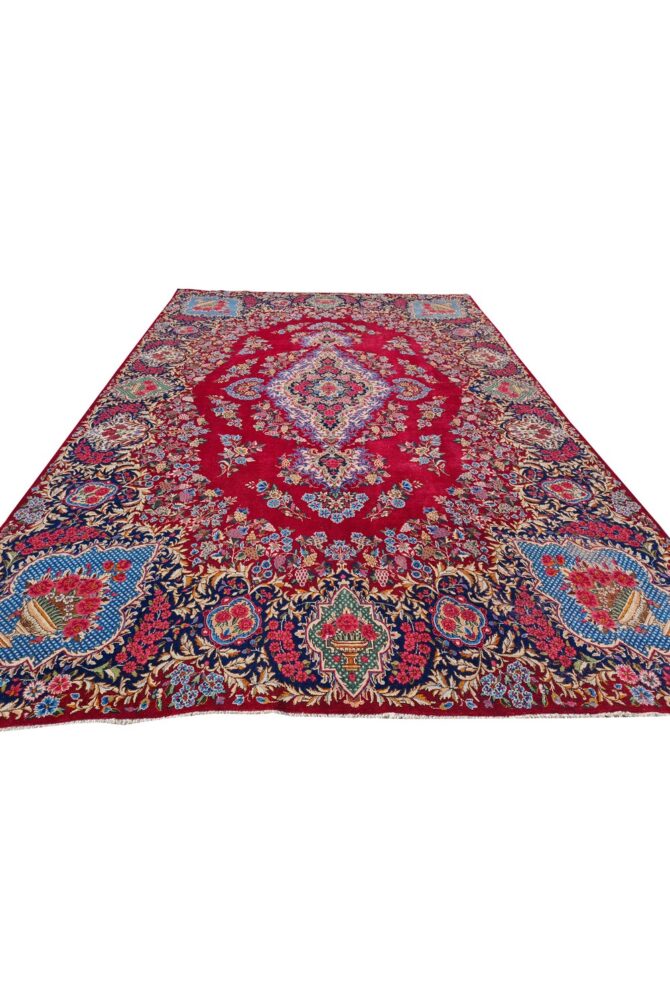 Amazing Hand Knotted Vintage Qirmoun Wool Area Rug 14 x 9 Ft - Image 4
