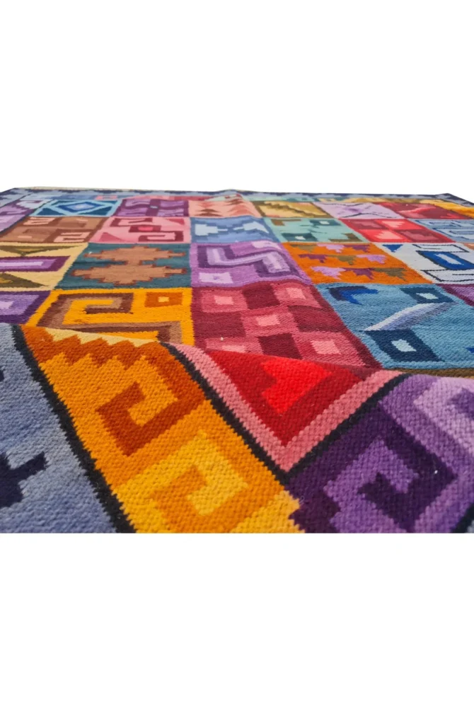 Amazing Hand Knotted Vintage Flat Weave Kilim Kilm Wool Area Rug 4.11 x 3.9 Ft - Image 7