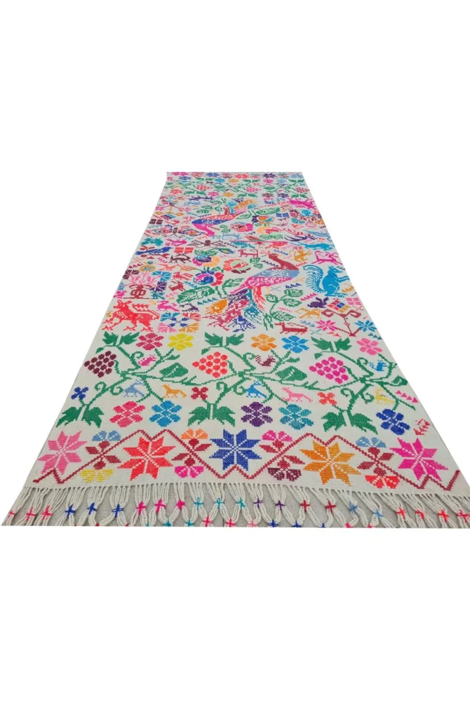 Amazing Hand Knotted Vintage Flat Weave Pictorial Kilim Wool Area Runner Rug 6.7 x 2.6 Ft - Image 3