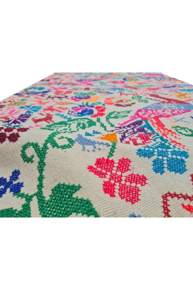 Amazing Hand Knotted Vintage Flat Weave Pictorial Kilim Wool Area Runner Rug 6.7 x 2.6 Ft - Image 7