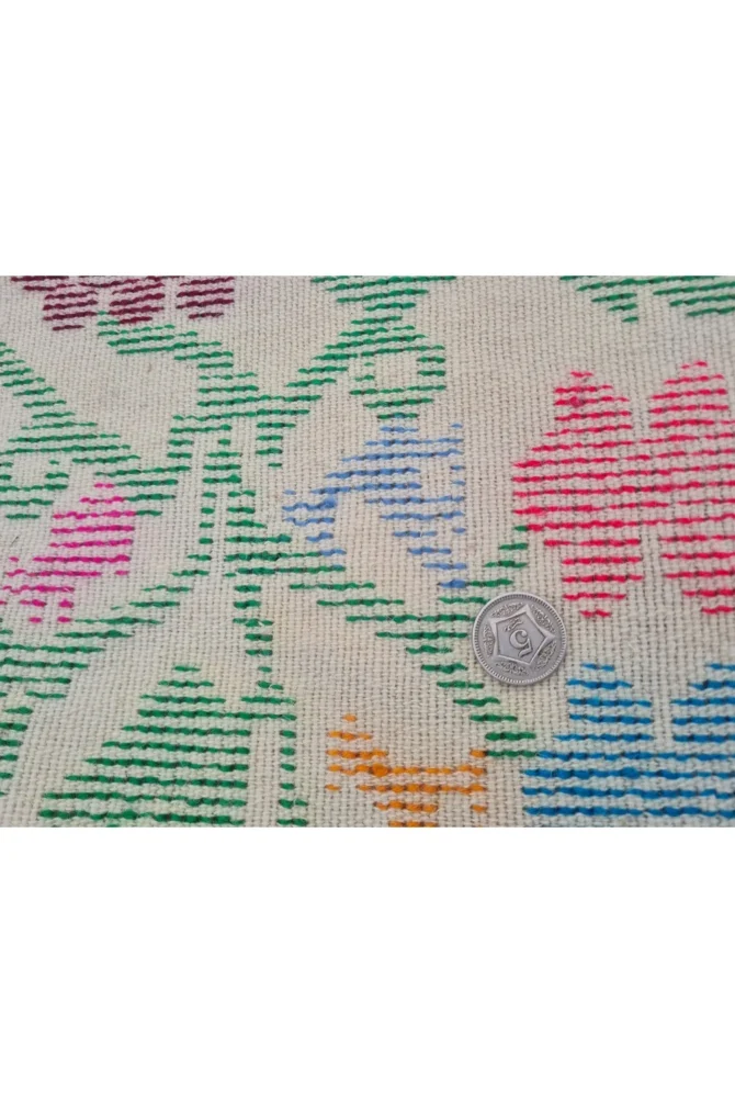 Amazing Hand Knotted Vintage Flat Weave Pictorial Kilim Wool Area Runner Rug 6.7 x 2.6 Ft - Image 8