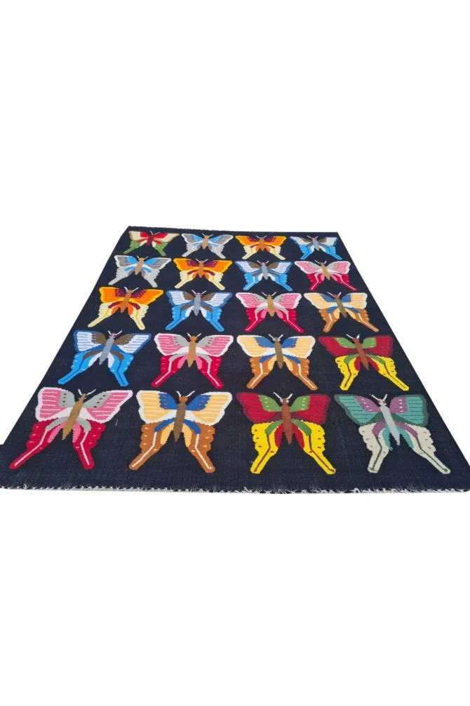 Amazing Hand Knotted Vintage Flat Weave Pictorial Kilim Kilm Wool Area Rug 4.9 x 3.9 Ft - Image 3