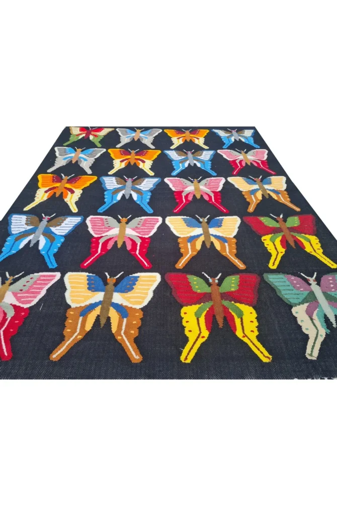 Amazing Hand Knotted Vintage Flat Weave Pictorial Kilim Kilm Wool Area Rug 4.9 x 3.9 Ft - Image 4