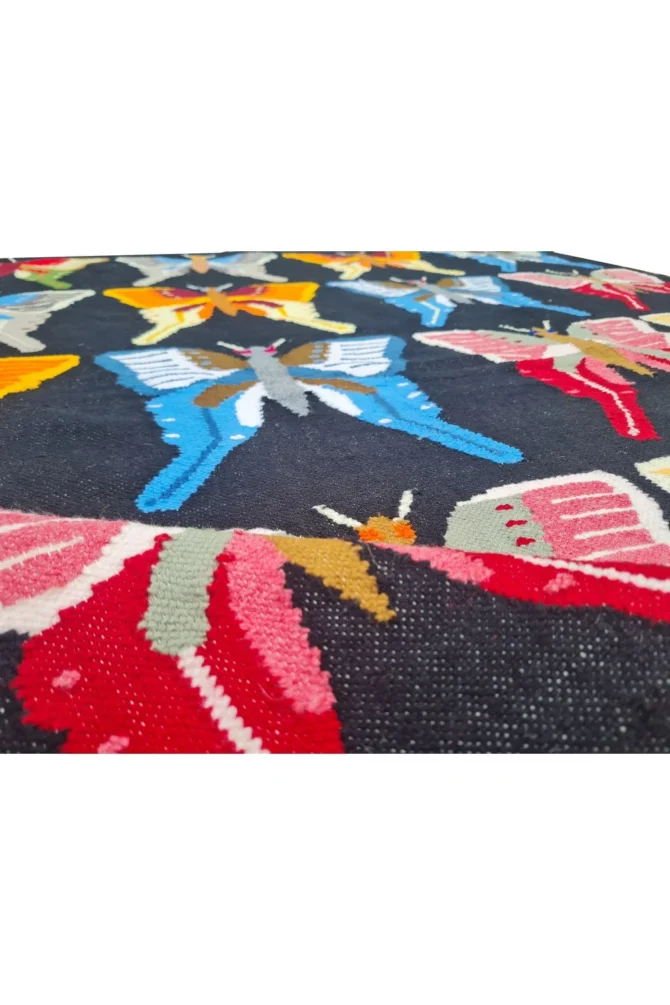 Amazing Hand Knotted Vintage Flat Weave Pictorial Kilim Kilm Wool Area Rug 4.9 x 3.9 Ft - Image 7