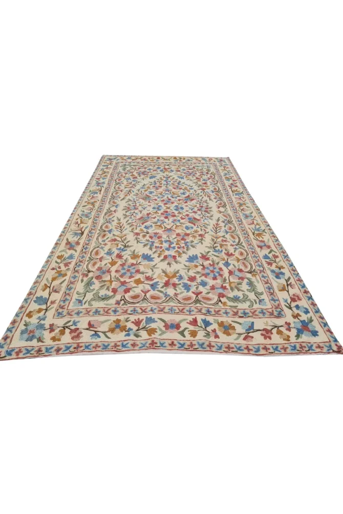 Hand Embroidered Needlework Vintage Kashmiri Textile Wall Hanging 4.10 x 2.10 Ft - Image 3