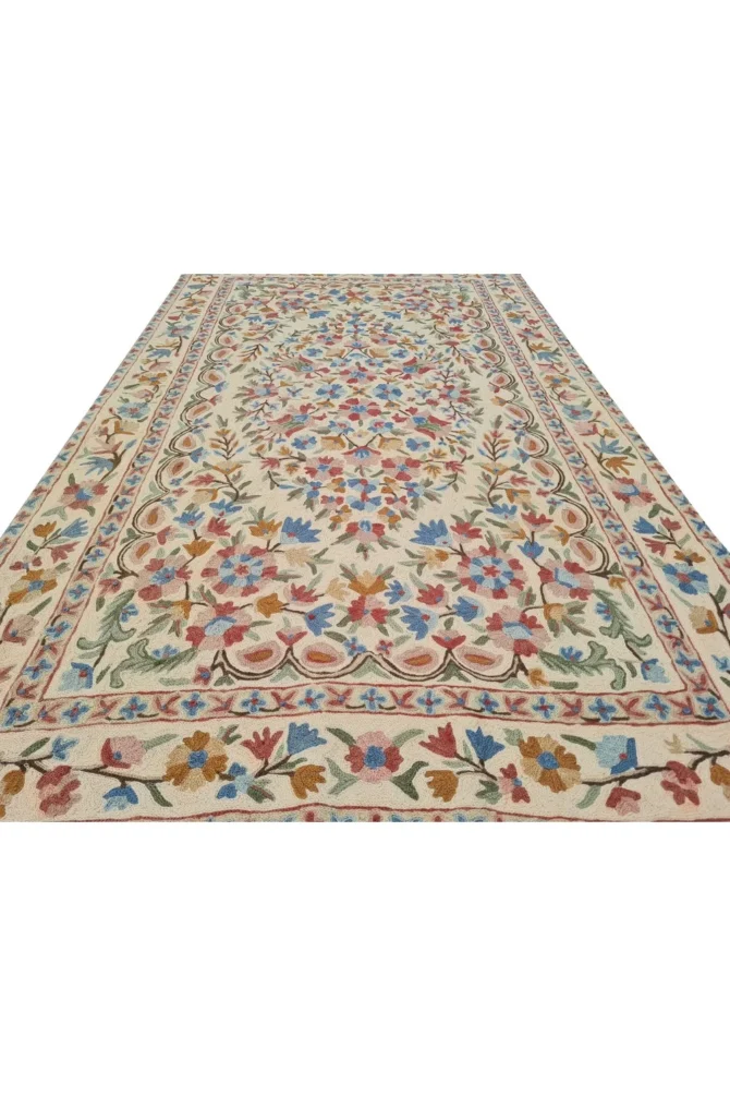 Hand Embroidered Needlework Vintage Kashmiri Textile Wall Hanging 4.10 x 2.10 Ft - Image 4