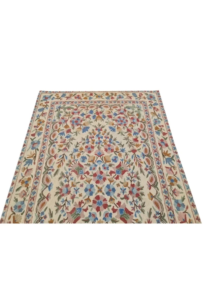 Hand Embroidered Needlework Vintage Kashmiri Textile Wall Hanging 4.10 x 2.10 Ft - Image 7