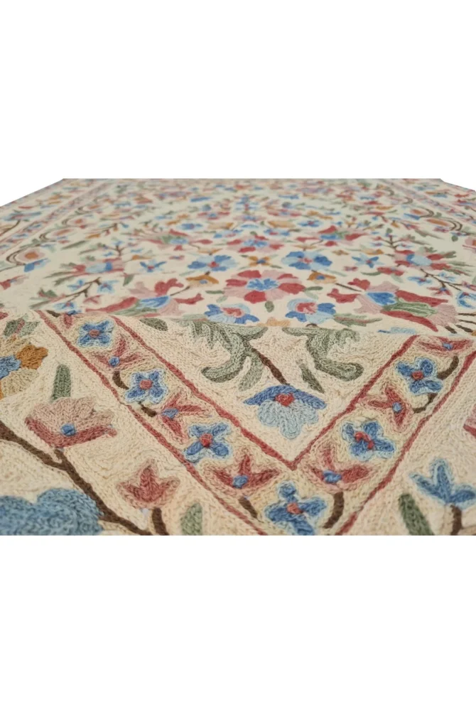 Hand Embroidered Needlework Vintage Kashmiri Textile Wall Hanging 4.10 x 2.10 Ft - Image 8