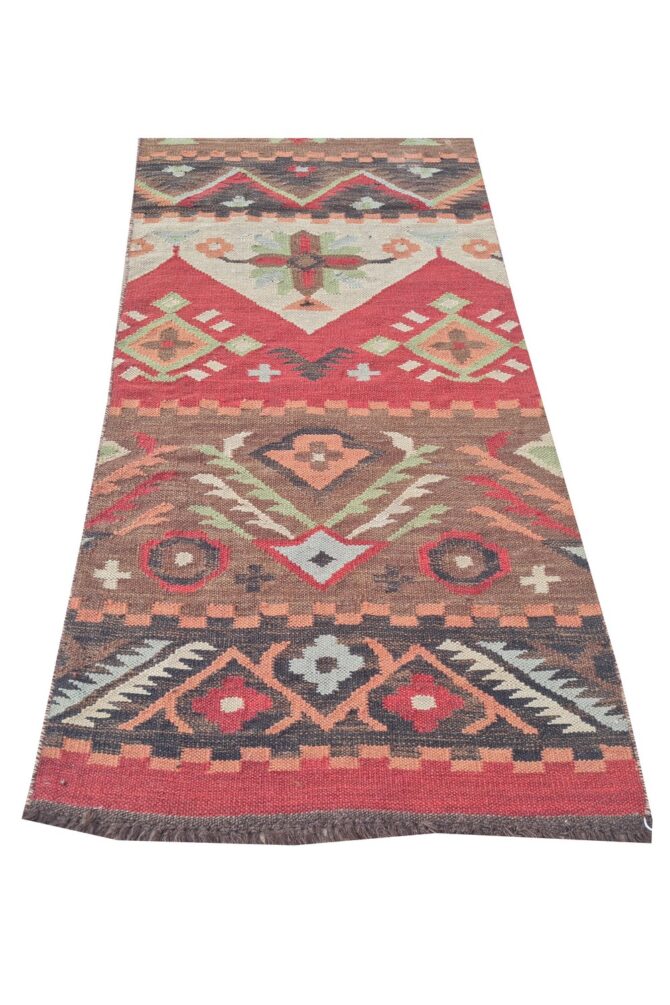 Amazing Hand Knotted Vintage Woven Chobi Kilim Kilm Wool Area Rug 8 x 2 Ft - Image 5